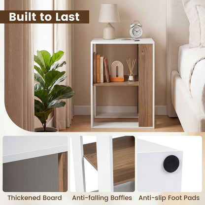 Sofa Side Table, 2-Tier Square End Table with Storage Shelf
