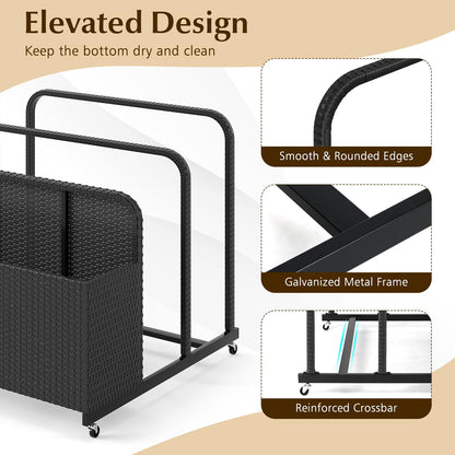 Rolling Poolside Float Storage with 2 Towel Rack and Wheels