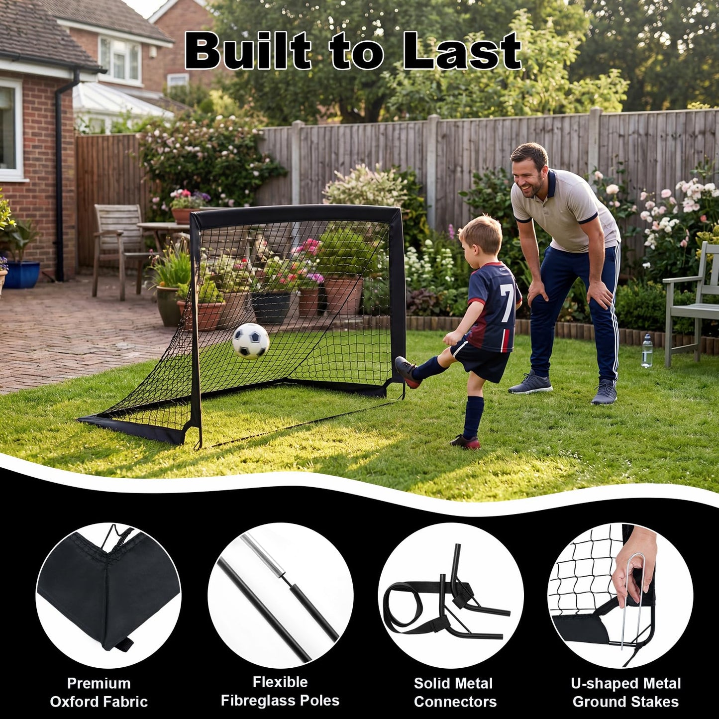 Portable Football Goals Set of 2, 4 x 3 ft Pop Up Soccer Nets