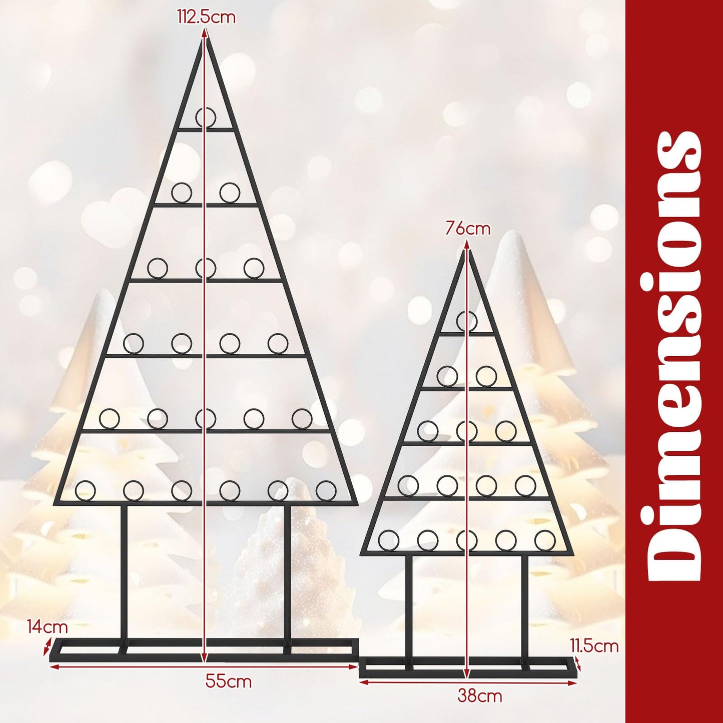 2 Pack Christmas Tree Photo Holder with 36 Round Clips