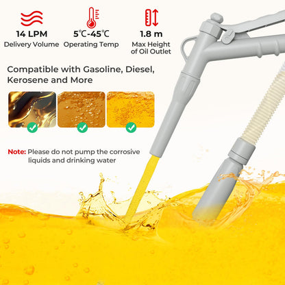 Fuel Transfer Pump with Nozzle for Flow Control & Stop, Battery