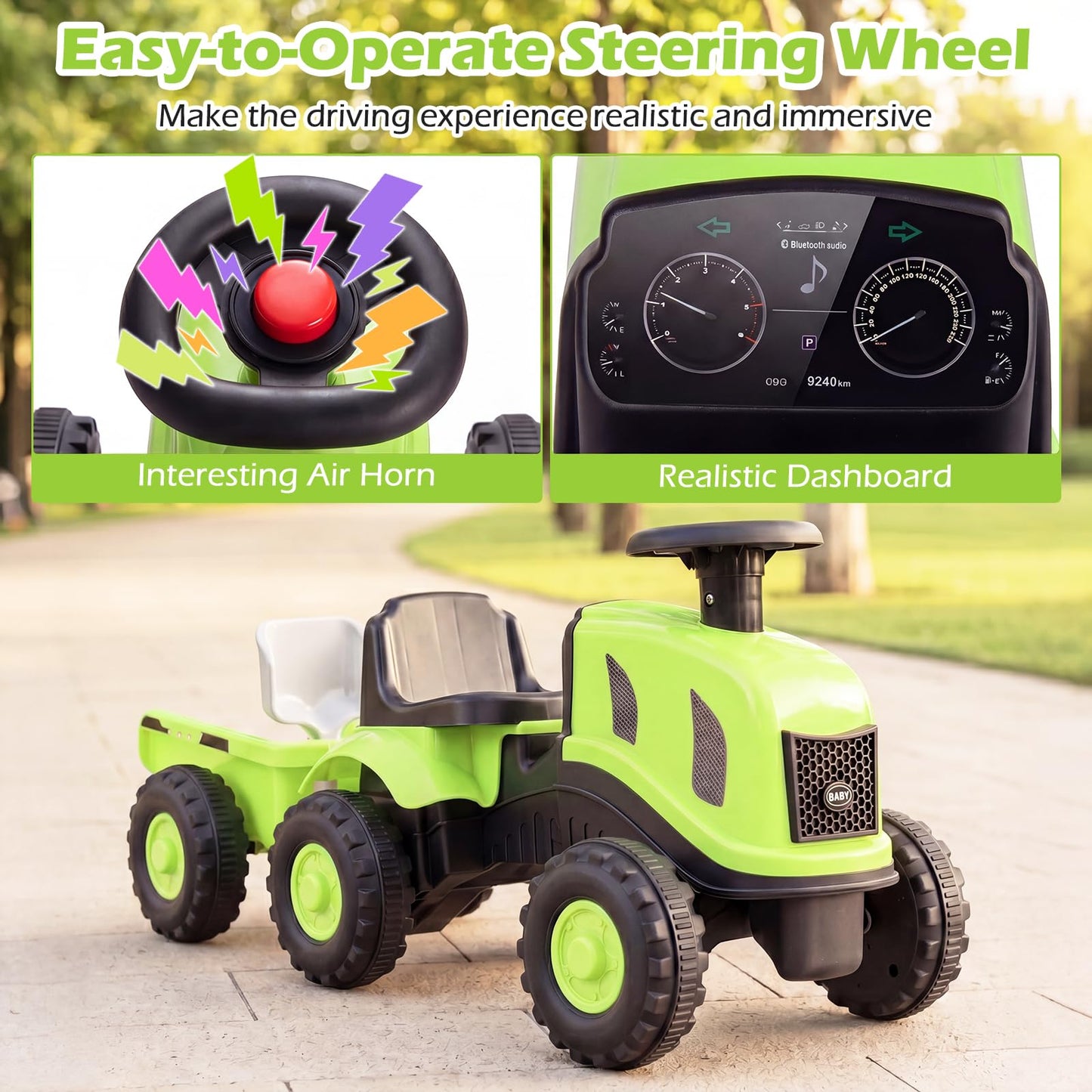 Kids Ride on Tractor with Detachable Trailer