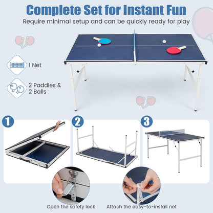 Foldable Ping Pong Table with Net for Indoor Outdoor Use