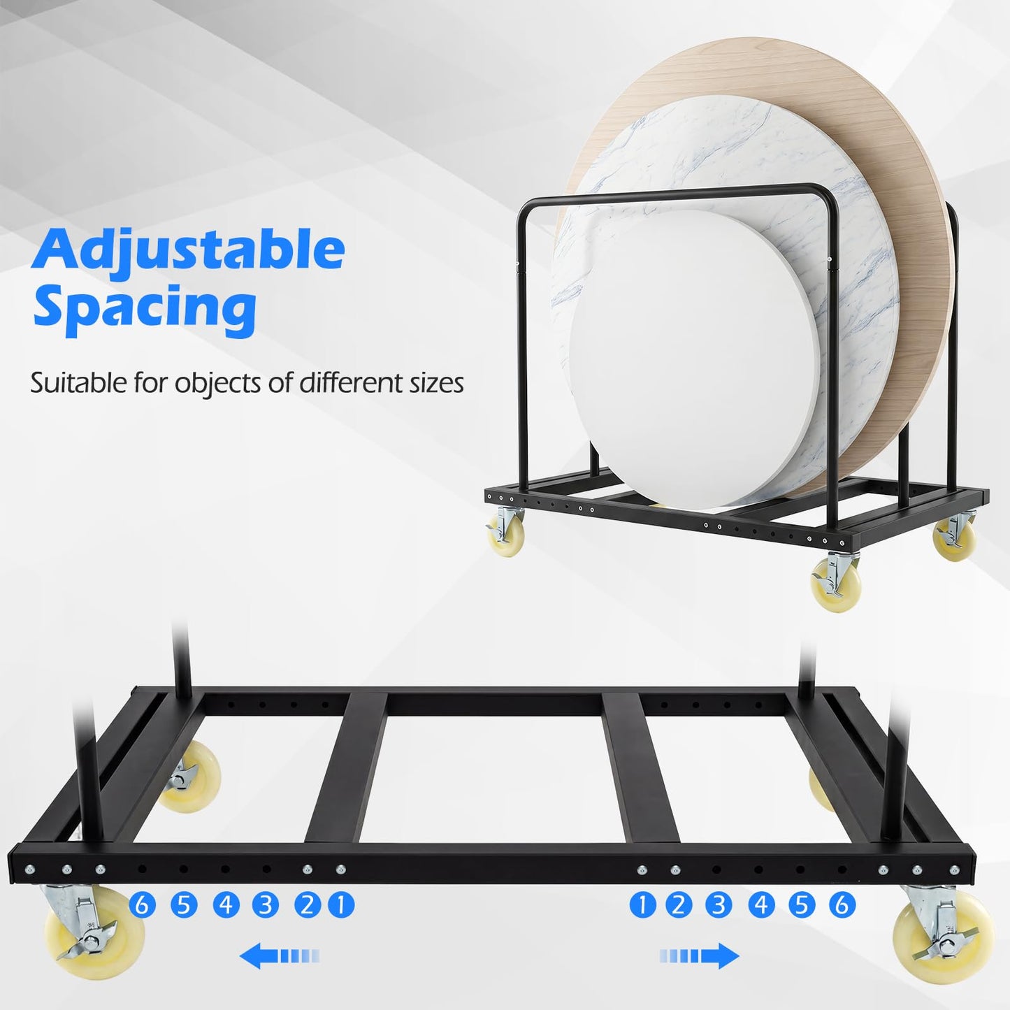Folding Table Cart, Heavy Duty Table Dolly with Lockable Swivel Wheels