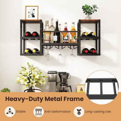 Wall Mounted Wine Rack, 3-Tier Metal Hanging Wine Rack