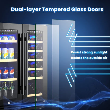 120L Dual Zone Wine Beverage Refrigerator