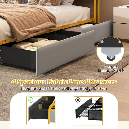 5FT King Size Bed Frame with RGB LED Lights, Charging Station