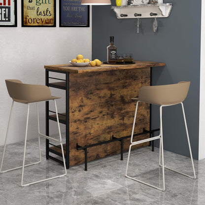 2 in 1 Industrial 4-Tier Bar Table with Storage Shelves