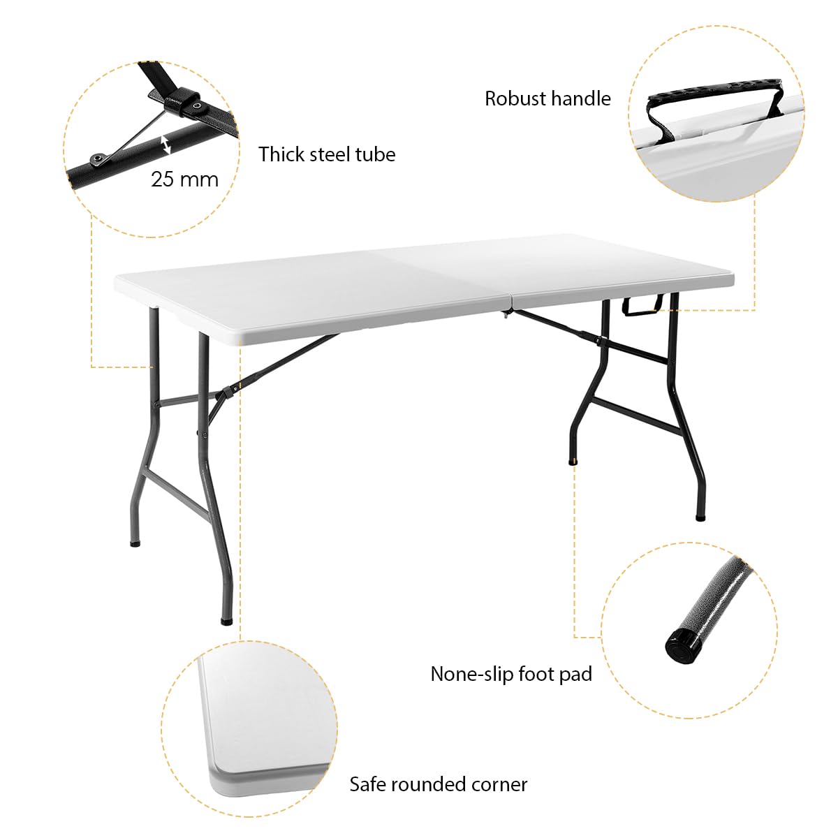 5FT Folding Camping Table with Carrying Handle
