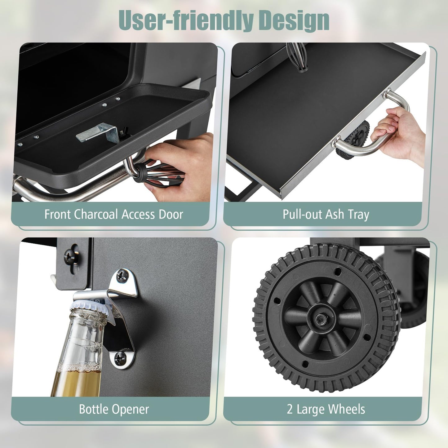 Portable Smoker Barbecue Griller with Hooks
