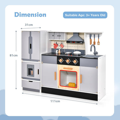 Pretend Play Kitchen Toy with Freestanding Refrigerator