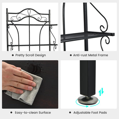 5-Tier Freestanding Baker's Rack with Wine Rack and Adjustable Foot Pads