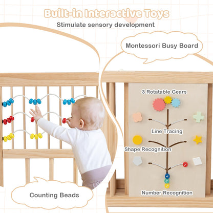 Wooden Baby Playpen Adjustable Multi-Shape Large Play Yard for Infants and Toddlers
