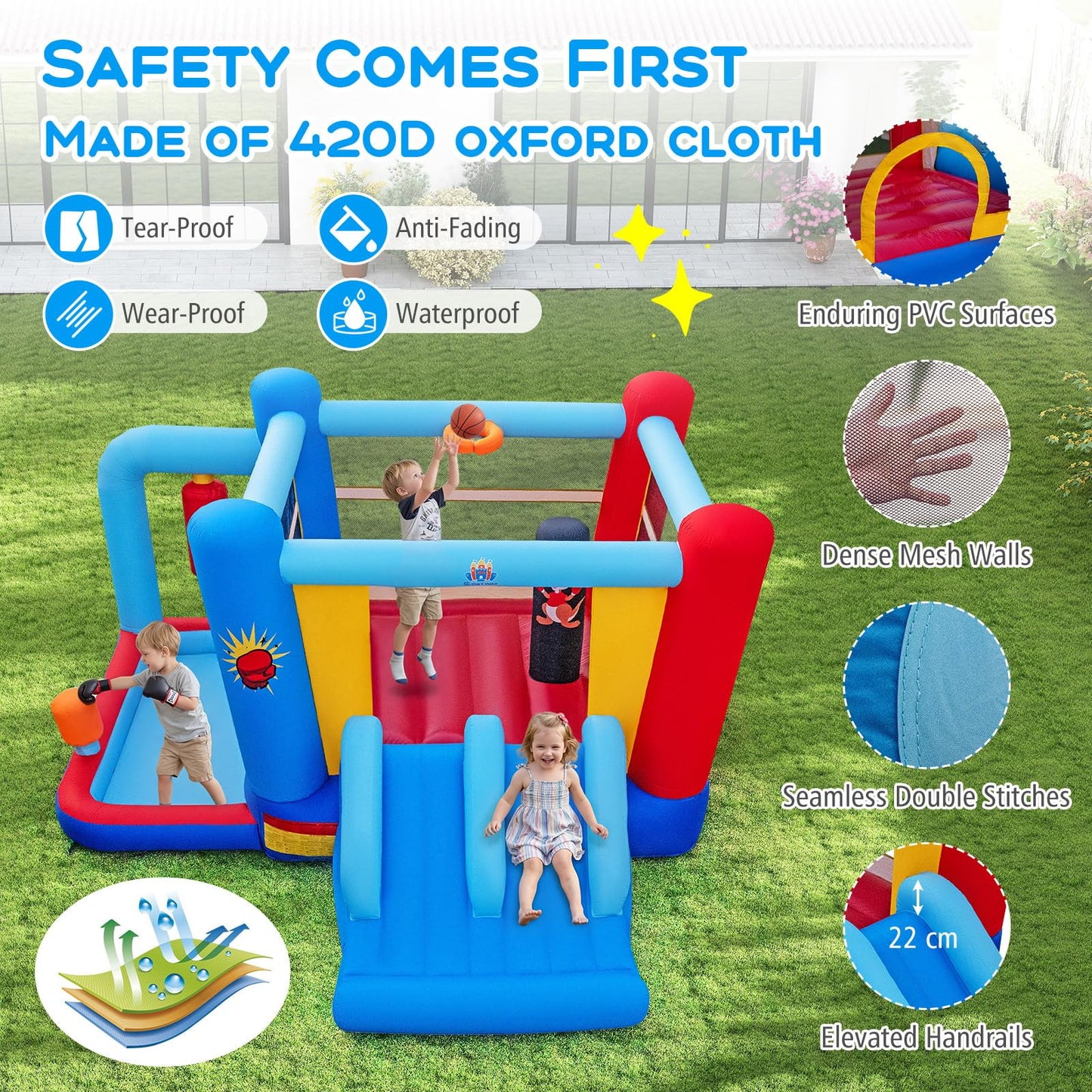 Kids Bouncy Castle, Inflatable Bounce House with Slide
