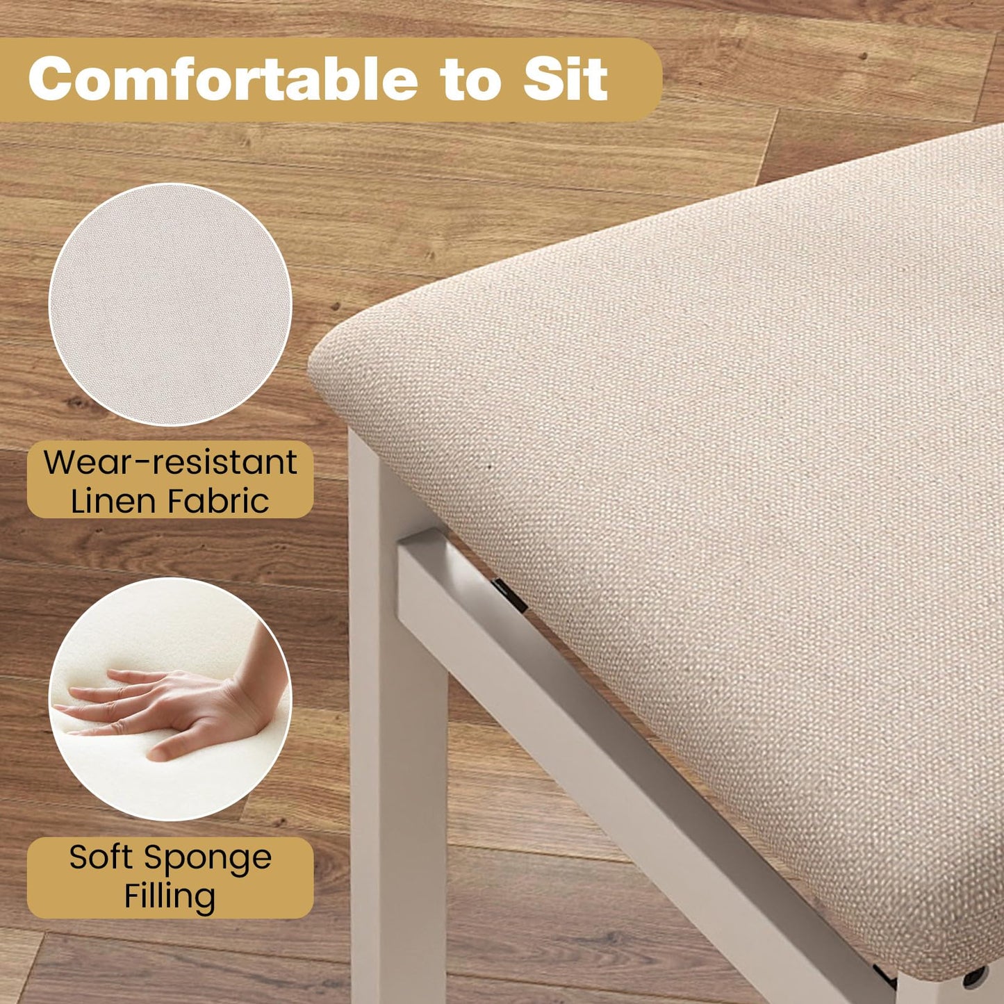 Set of 2 Folding Dining Chairs with Soft Padded Seat and Smooth Solid Backrest