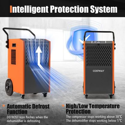 73 L/Day Industrial Dehumidifier with Drain Hose and Timer