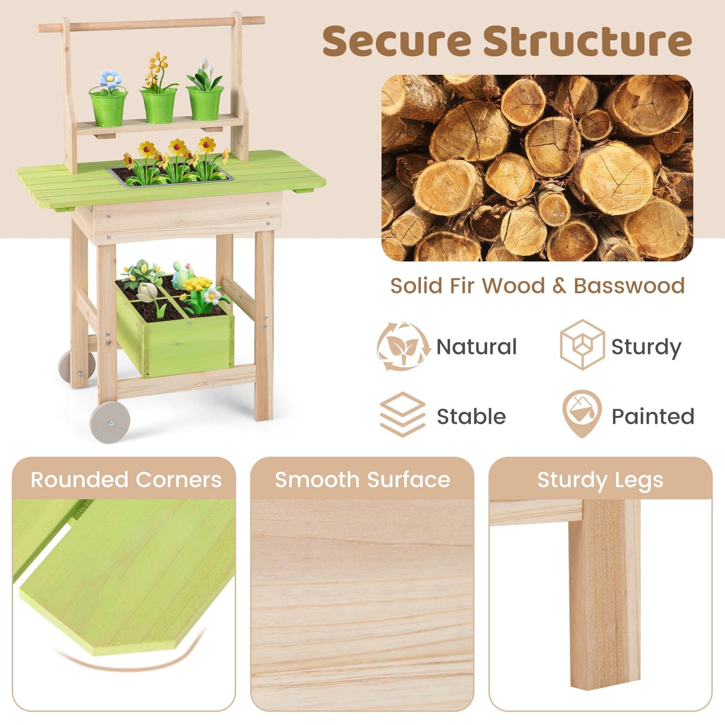 Mud Kitchen, Outdoor Kids Play Kitchen with Removable Pots
