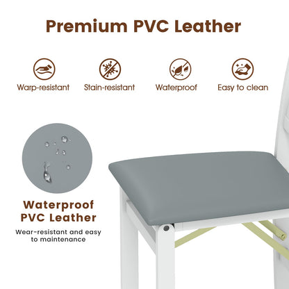 Folding Wooden Dining Chair Set of 2 Faux Leather Upholstered Chairs