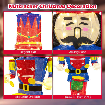 Lighted Nutcracker Soldier, Outdoor 3D Christmas Decoration with LED Lights