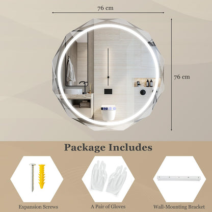 Wall Mounted Mirror with Dimmable 3-Color Lights and Memory Function