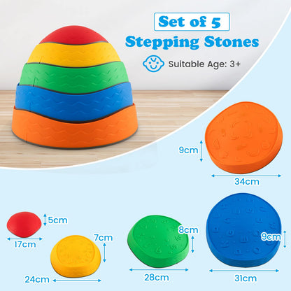 5Pcs Kids Stepping Stones Stackable Toddler River Stone Set