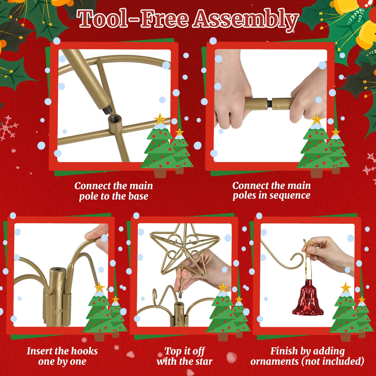 Christmas Stocking Holder Stand, 48” Freestanding Xmas Stocking Hanger Rack