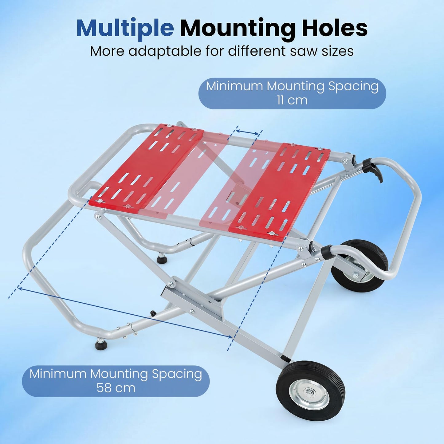 Rolling Foldable Heavy Duty Metal Base with 20cm Rubber Wheels