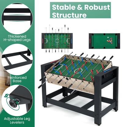 2-in-1 Swivel Multi Game Table 122 cm Foosball and Pool Combo Table
