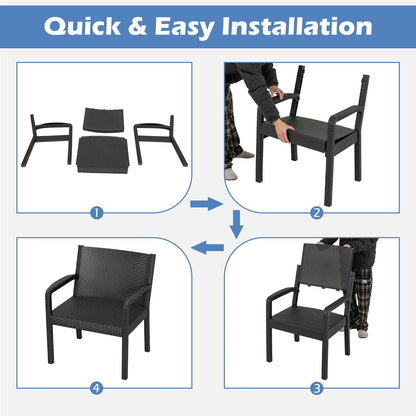 Rattan Furniture Set with 2 Armchair and Squire Side Table