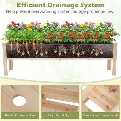 Raised Garden Bed, Wooden Elevated Planter Box with Legs and Drainage Holes