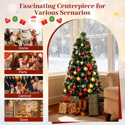 120/150 cm Fiber Optic Christmas Tree Artificial Pre-lit Xmas Tree with 8 Lighting Modes