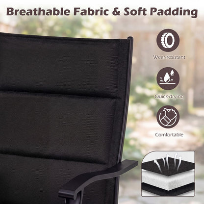 Swivel Garden Chairs Set of 2, Patio Dining Chairs with Backrest & Armrest