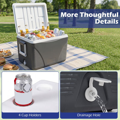 41L Insulated Cool Box, Hard Cooler Ice Chest Box for Cold/Hot Food & Drink with Handle