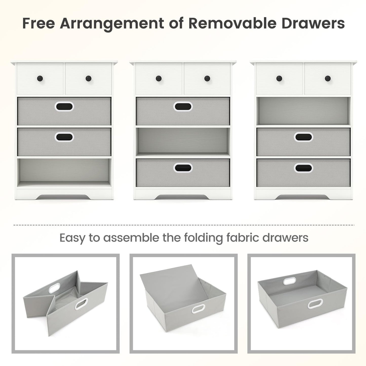 4-Drawer Dresser Cabinet with Open Shelf Freestanding Bedside Chest