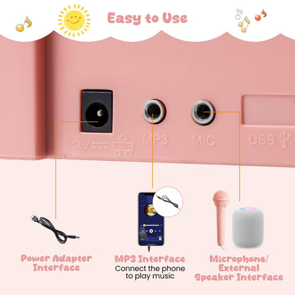 Mini Keyboard Piano for Kids 25 Keys Electric Piano with Music Stand and Microphone