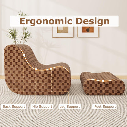 Bean Bag Chair with Ottoman Accent Lazy Sofa Chair Set