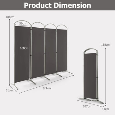 Giantex 4 Panel Folding Room Divider, Freestanding Wall Privacy Screen Protector (221 x 188cm)