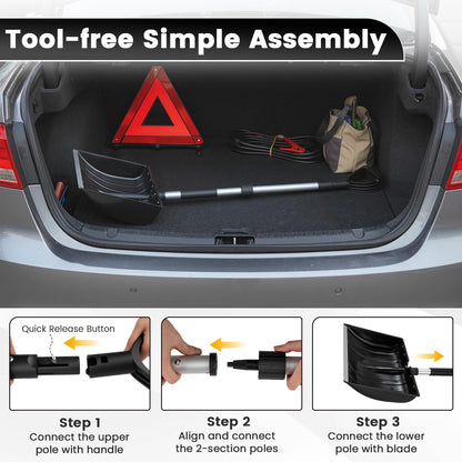 Snow Shovel for Driveway Car, Large Capacity Snow Removal Tool