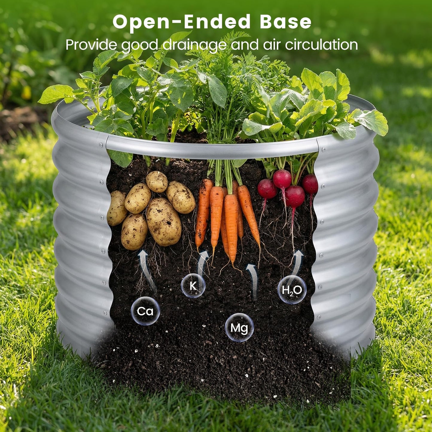 Metal Raised Garden Bed, Round Elevated Planter Box