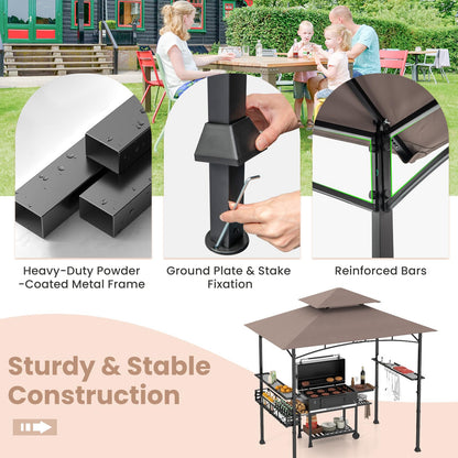 Fire Resistant Waterproof Outdoor BBQ Shelter with 2 Side Shelves