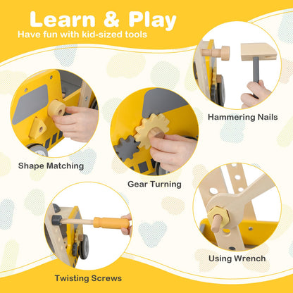 2 in 1 Push Along Walkers and Toy Tool Bench with Adjustable Speed