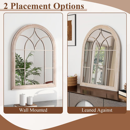 Arched Window Wall Mirror, Farmhouse Hanging Accent Decorative Mirror