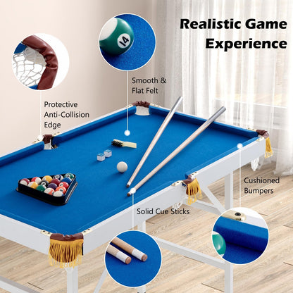 4FT Folding Game Pool Table with 16 Balls and 2 Cues