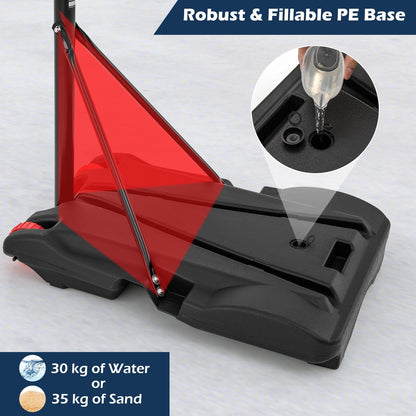 223-253 cm Portable Basketball Hoop with Front Wheels and Fillable Base