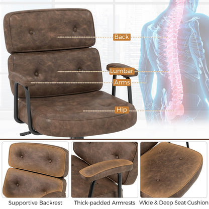 PU Leather Upholstered Office Chair with Button Tufted Back