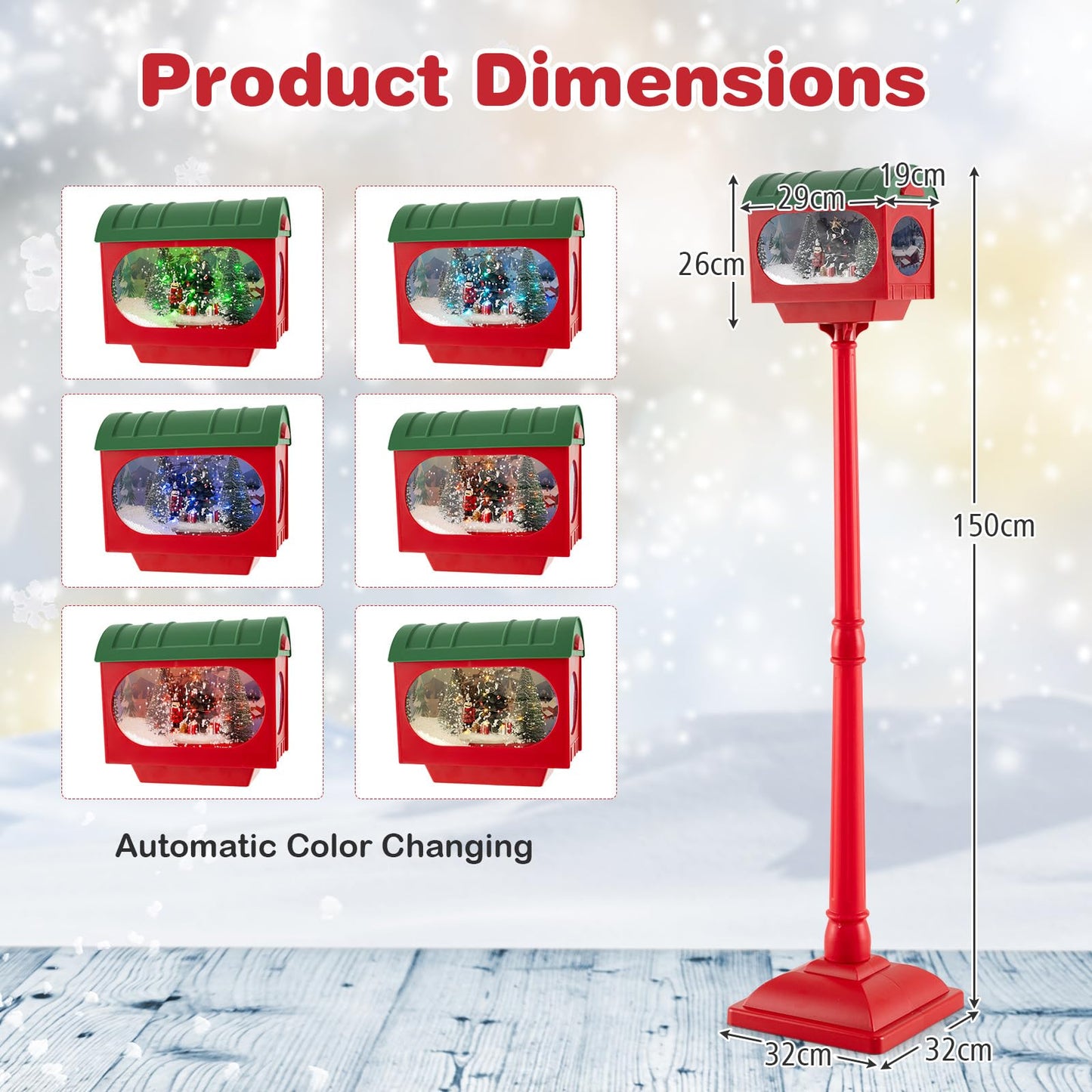 Christmas Sound-activated 150 cm Street Light with Colourful Lights