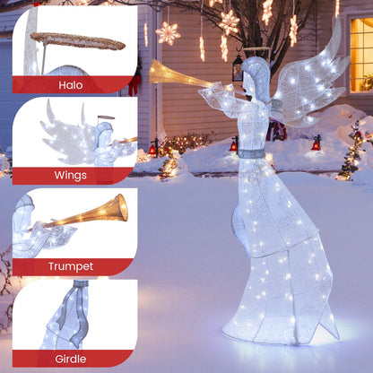 5 Feet Light-up Trumpeting Christmas Angel with LED Lights Halo and Girdle