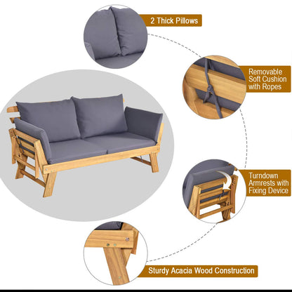 3 in 1 Convertible Cushioned Loveseat Lounger Couch with Folding Armrests and Pillows