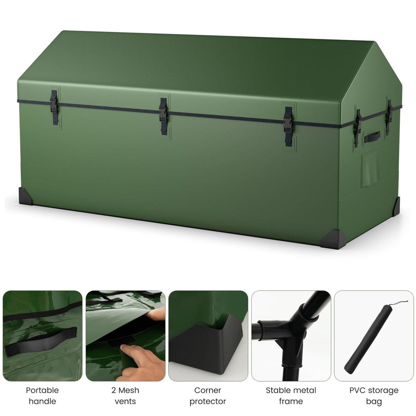 658L Outdoor Storage Box Tarpaulin Deck Box with Ventilated Window