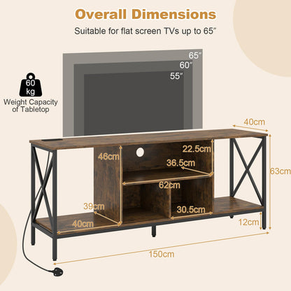 LED TV Stand Cabinet for 65" TVs with Power Outlets